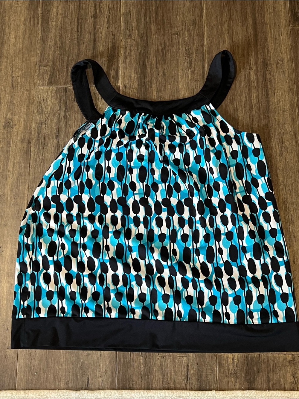 Ladies INC international concepts vintage Y2K tank top geometric blue black Sz L